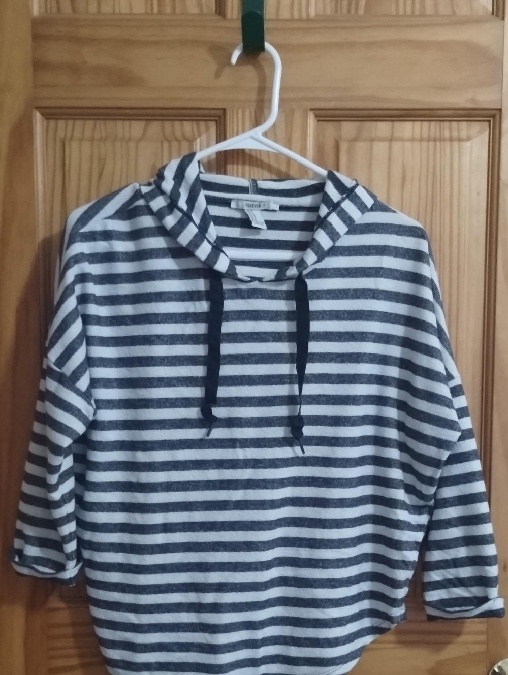 Forever 21 Pullover Hooded Striped Top